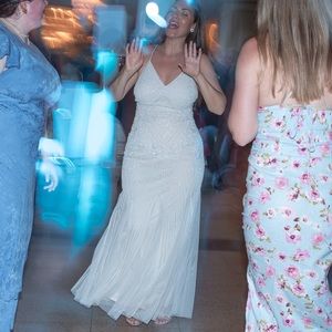 beaded sheath v-neck dress with godets - ivory